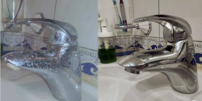 Убрала без труда известковый камень с крана и лейки душа: ничего раскручивать не нужно