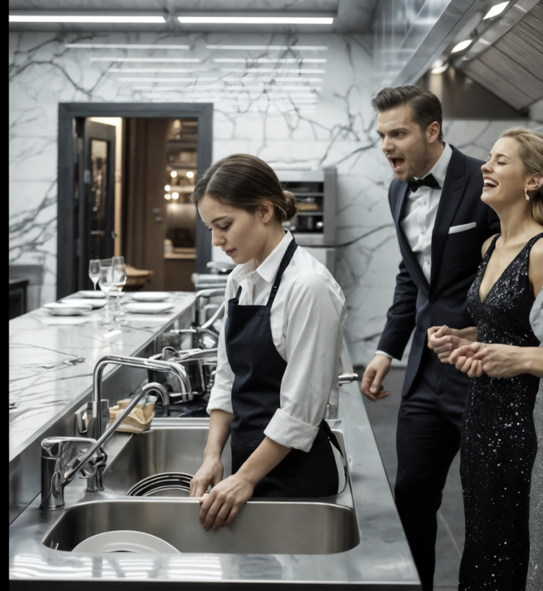 Ей приказали мыть посуду на гала-вечере — не зная, что её муж-миллиардер был хозяином этого места.