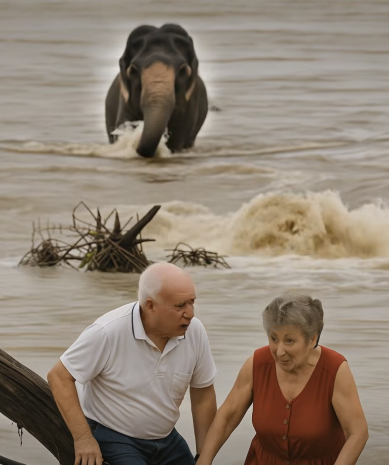 Супруги упали с моста прямо в глубокую реку и чуть не утонули, а потом заметили, что огромный слон медленно подходит к ним, чтобы…