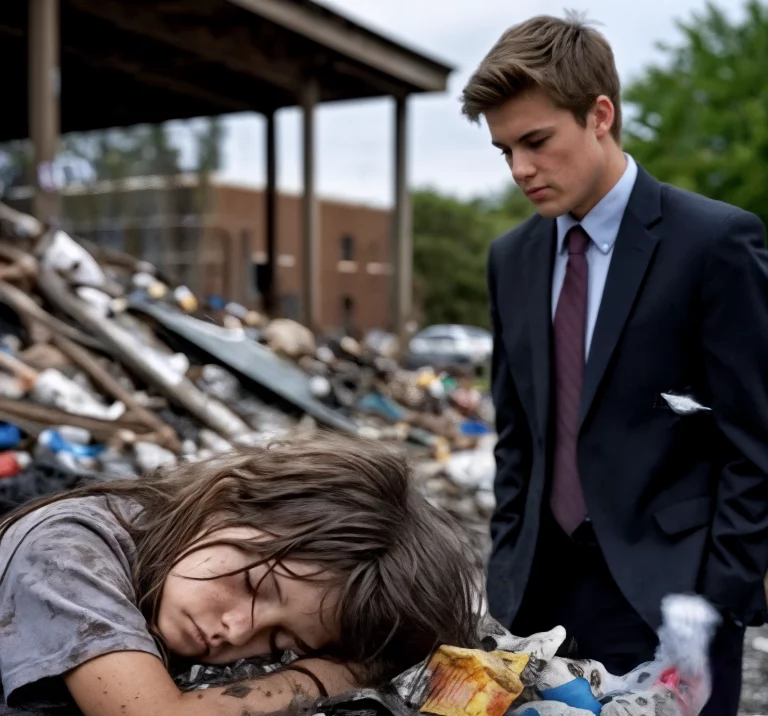 Маленькая девочка дремала в мусорном контейнере, когда к ней подошёл чрезвычайно богатый мужчина