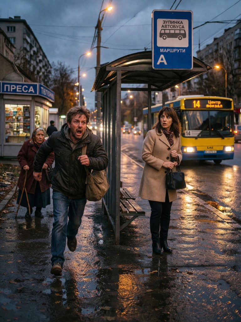 — Женщина, вы не подскажете, автобус уже ушёл? — к остановке подбежал запыхавшийся мужчина.