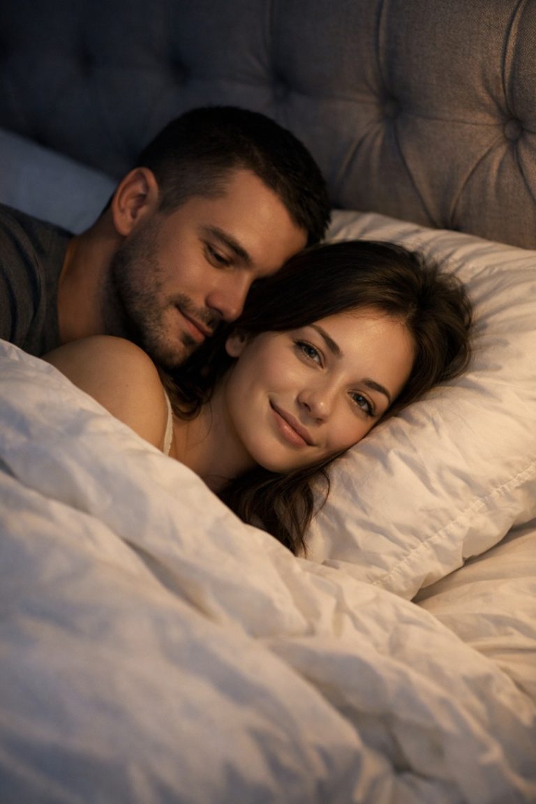 Я вернулся рано из поездки, жены не было дома. Я ей позвонил—она сказала, что была в нашей кровати.