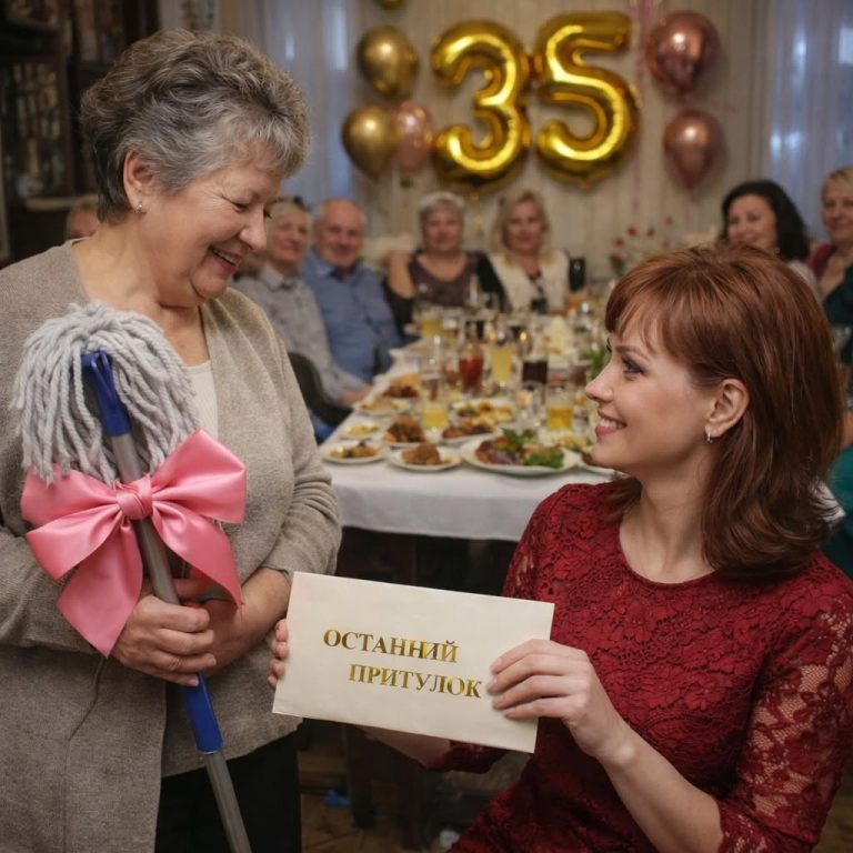 На юбилей свекровь подарила мне швабру: «Знай своё место». Я улыбнулась и при всех вручила ей сертификат в дом скорби…