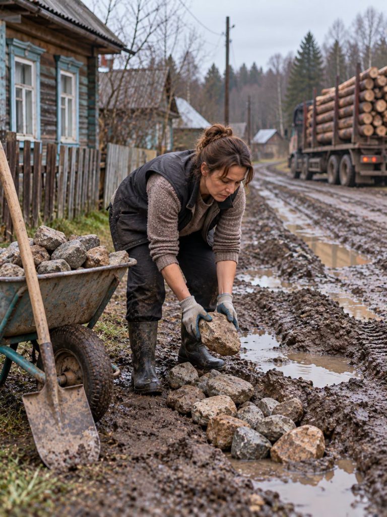 Городская купила дом в глухой деревне без дороги: мужики смеялись с нее, а она взяла и стала строить дорогу сама…